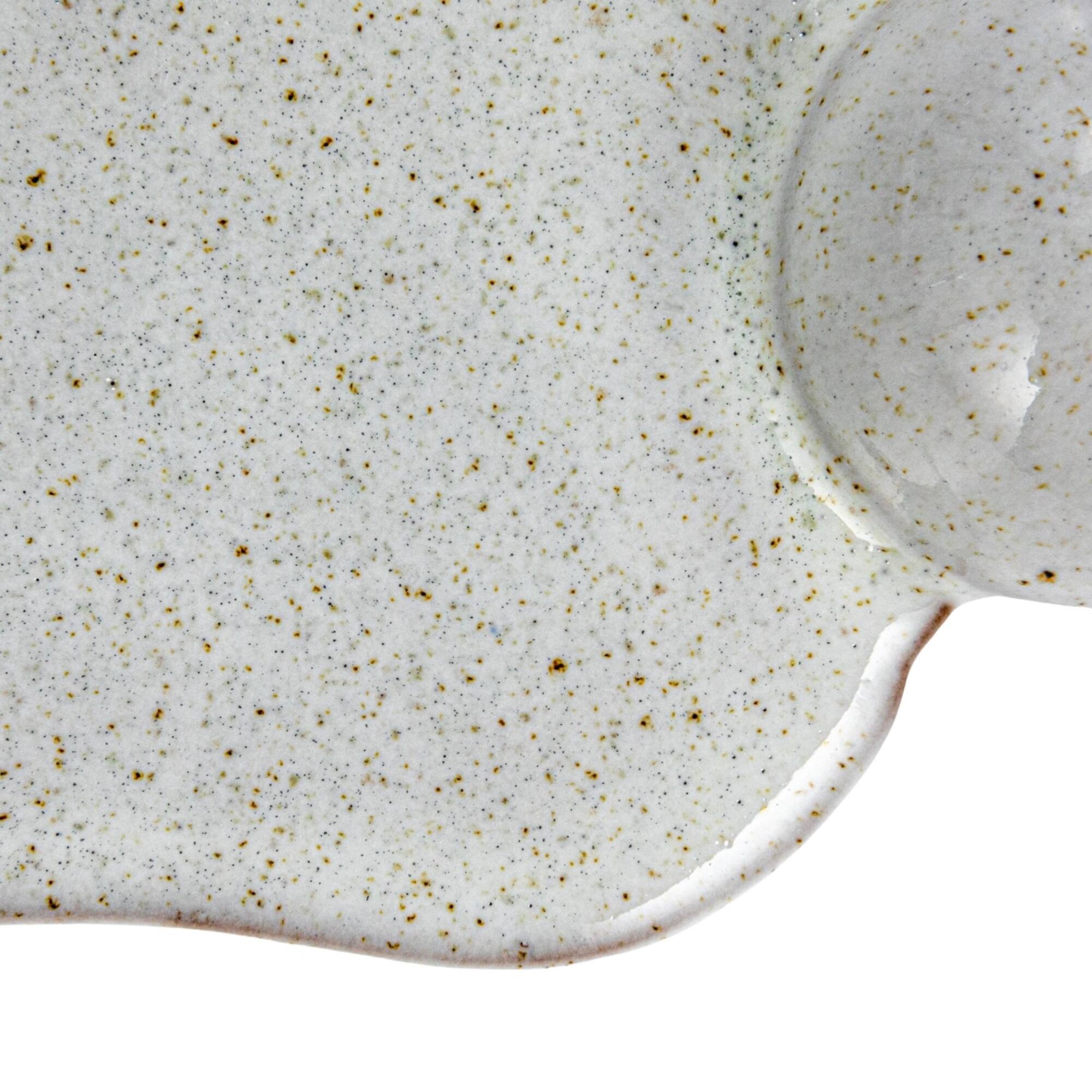 Hello Honey® 10.25" Cream Reactive Glaze Stoneware Tray with Ball